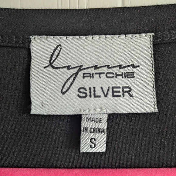 Lynn Ritchie Silver Black Pleather Tunic size Small‎ Goth Edgy Grunge Biker - Picture 3 of 8